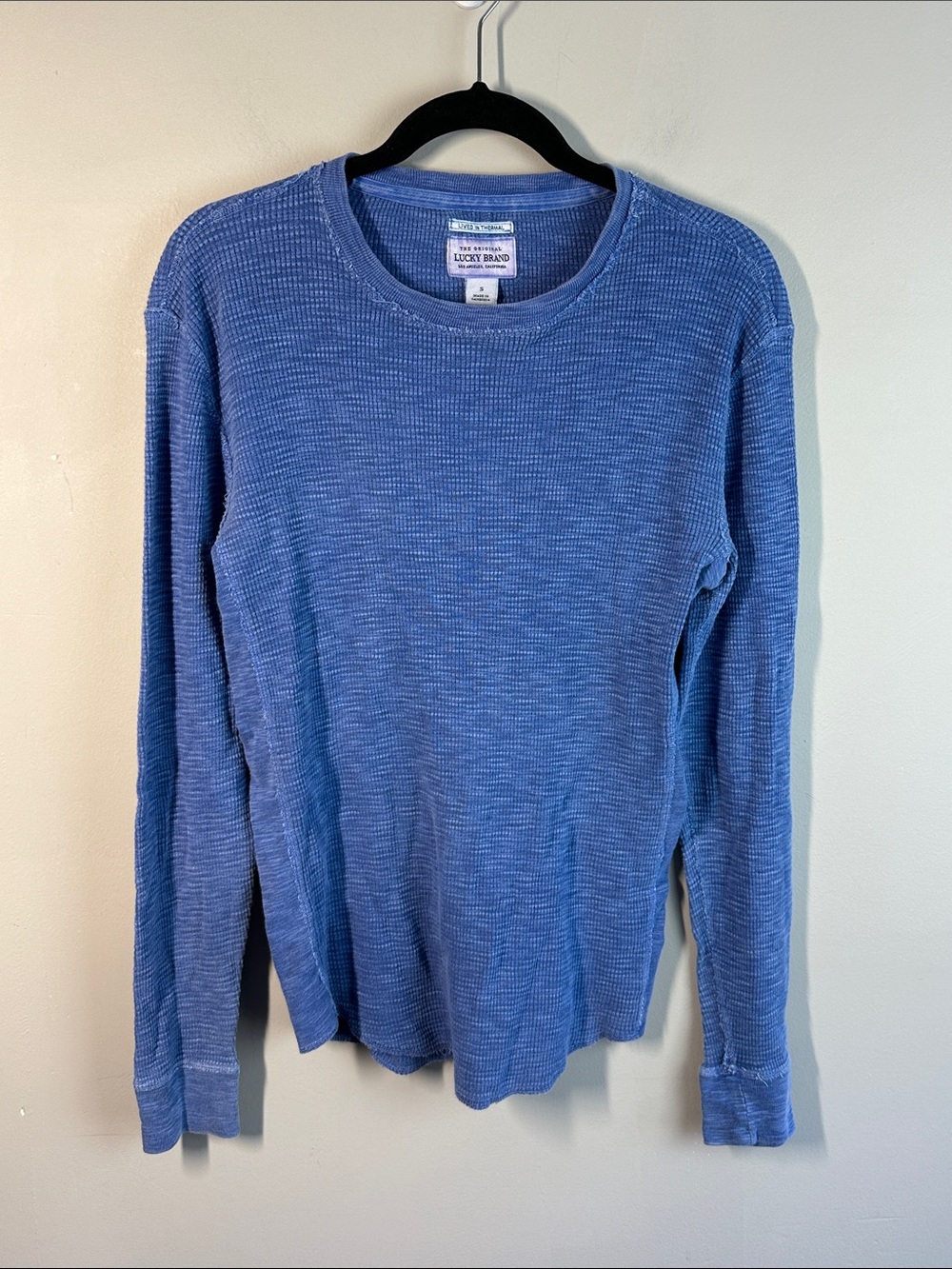 Lucky Brand Women’s Blue Lived In Thermal Size Small Waffle Knit Long Sleeve Top